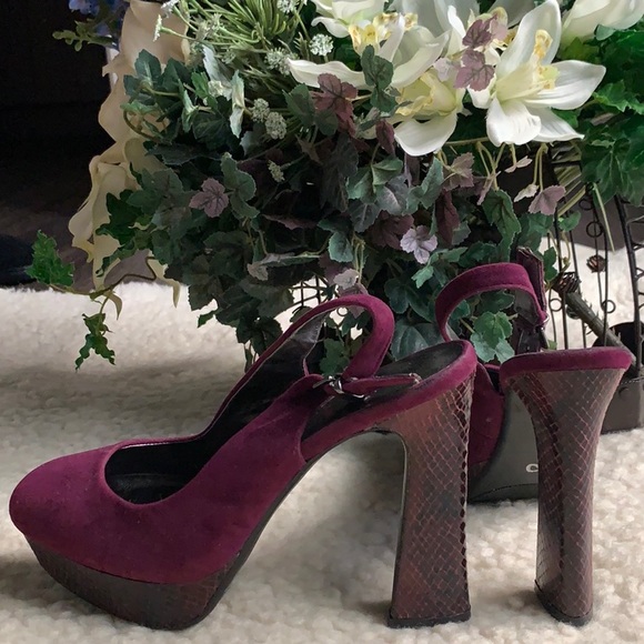 90s/Y2K burgundy chunky platform heels - Picture 5 of 8